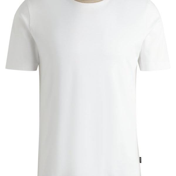 T-shirt Slim en coton mercerisé avec col à rayure – Hugo Boss