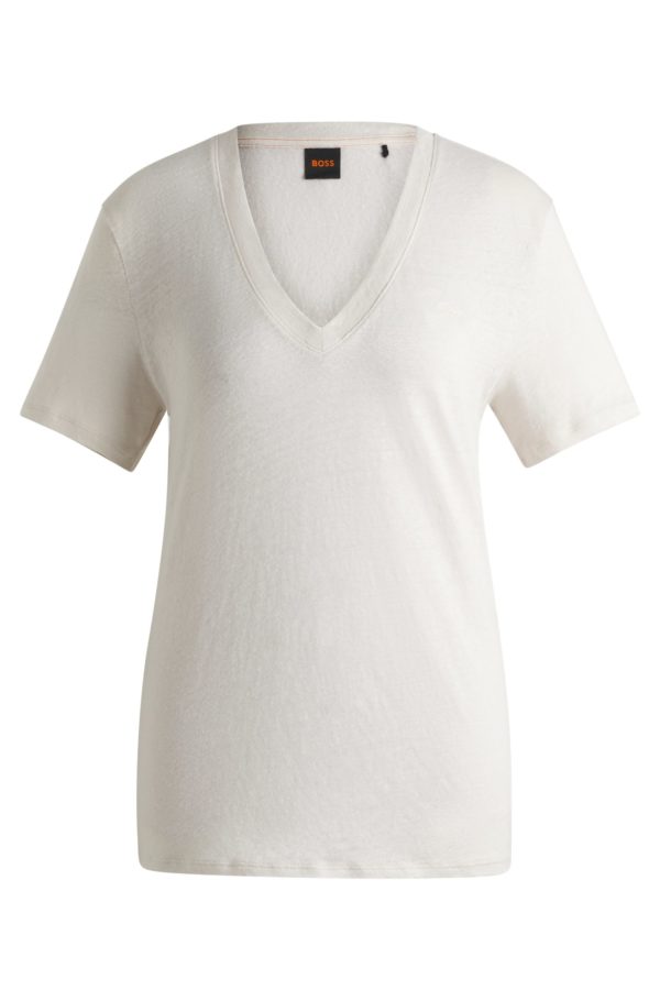 Hugo Boss T-shirt à col V en lin léger