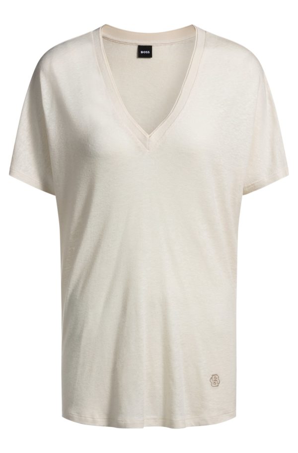 Hugo Boss T-shirt à col V et monogramme Double B