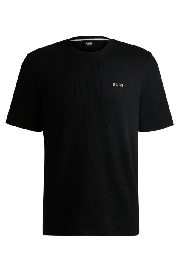 Hugo Boss T-shirt de pyjama à la structure gaufrée avec logo brodé
