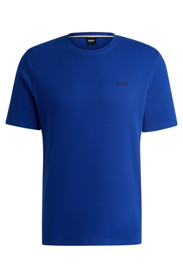 Hugo Boss T-shirt de pyjama à la structure gaufrée avec logo brodé