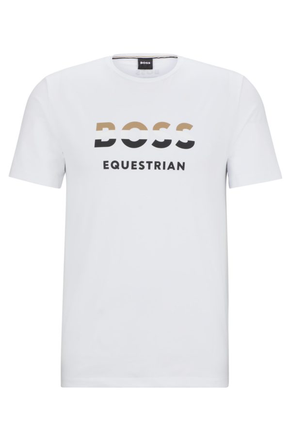 Hugo Boss T-shirt d’équitation à manches courtes en coton stretch avec logo