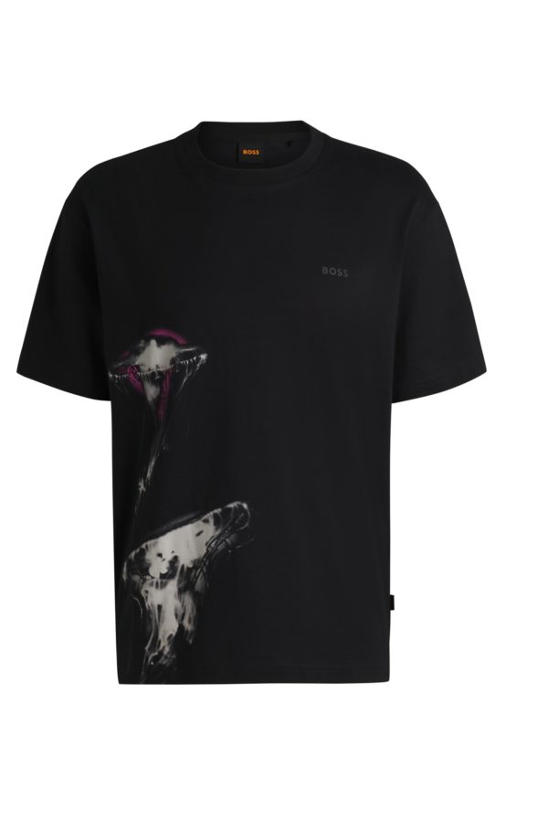 Hugo Boss T-shirt en jersey de coton à imprimé méduses