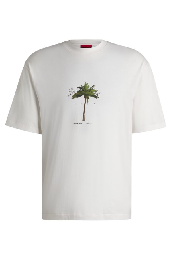 Hugo Boss T-shirt en jersey de coton à imprimé palmier