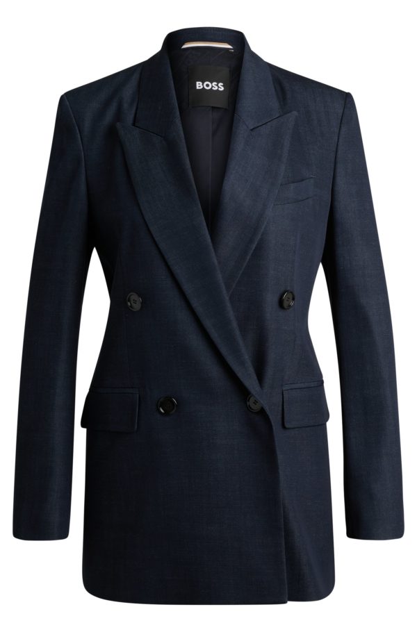 Hugo Boss Veste longue Regular en twill à effet denim