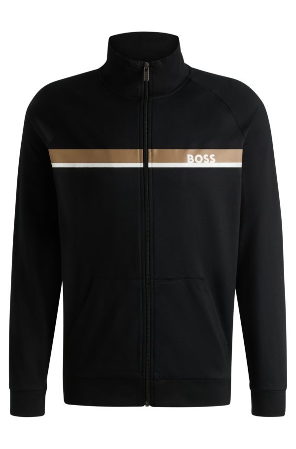 Hugo Boss Veste zippée en molleton de coton avec imprimé à rayures