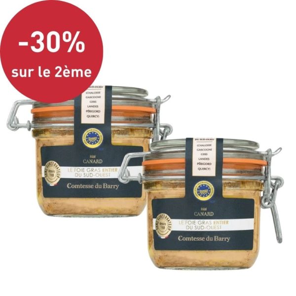 Lot de 2 foies gras de canard entier du Sud-Ouest 180 g-Comtesse du Barry