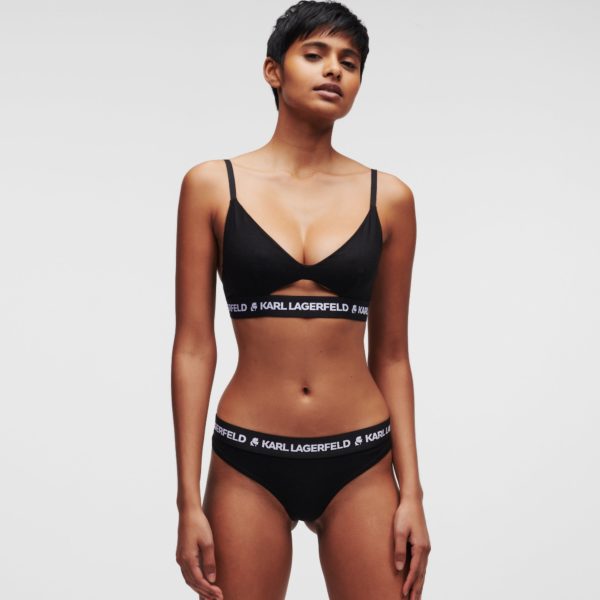 Karl Lagerfeld, Soutien-gorge Avec Decoupe Et Logo Karl, Femme, Noir, Taille: XXS
