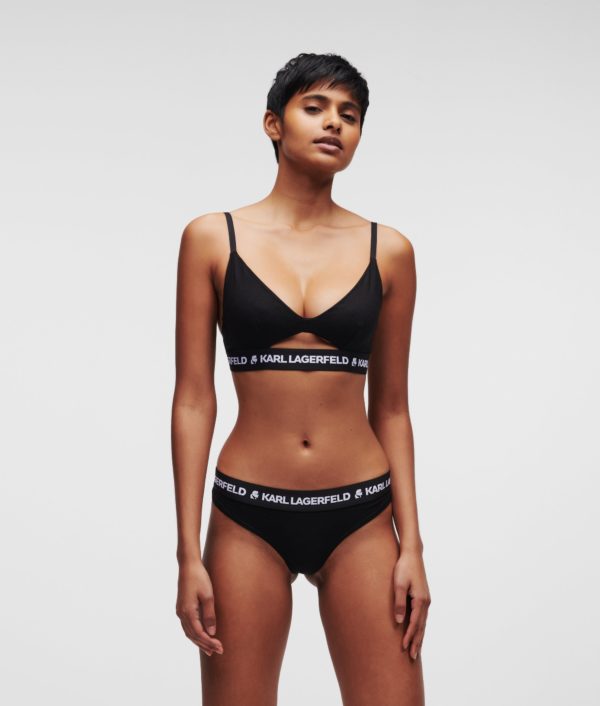 Karl Lagerfeld, Soutien-gorge Avec Decoupe Et Logo Karl, Femme, Noir, Taille: XXS