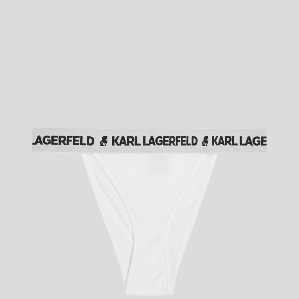 Karl Lagerfeld, Culotte Brésilienne Avec Logo, Femme, Blanc, Taille: XXS