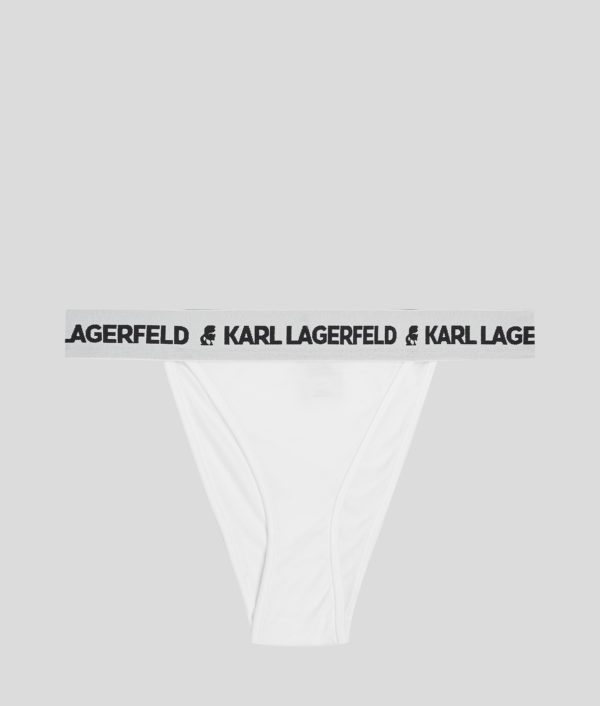 Karl Lagerfeld, Culotte Brésilienne Avec Logo, Femme, Blanc, Taille: XXS