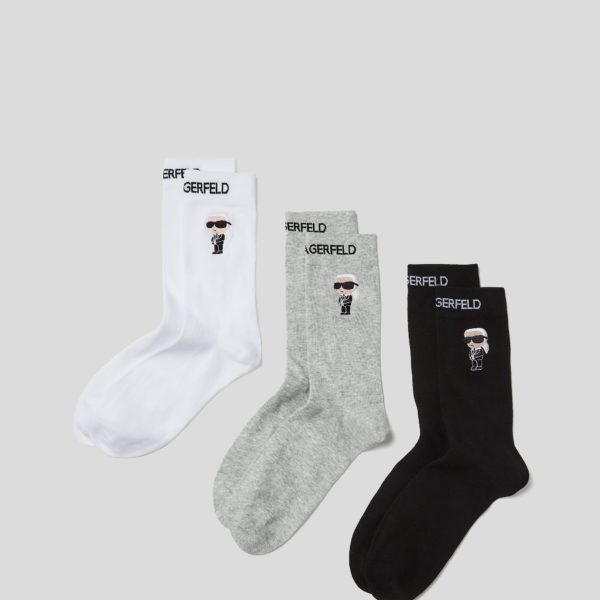 Karl Lagerfeld, Lot De 3 paires De Chaussettes Ikon, Homme, Noir/Blanc/Gris, Taille: X4346
