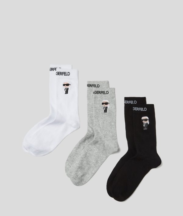 Karl Lagerfeld, Lot De 3 paires De Chaussettes Ikon, Homme, Noir/Blanc/Gris, Taille: X4346