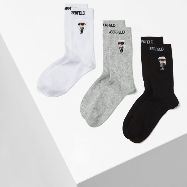 Karl Lagerfeld, Lot De 3 paires De Chaussettes Ikon, Femme, Noir/Blanc, Taille: X3942