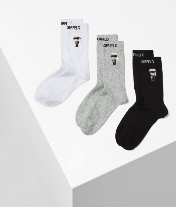 Karl Lagerfeld, Lot De 3 paires De Chaussettes Ikon, Femme, Noir/Blanc, Taille: X3942