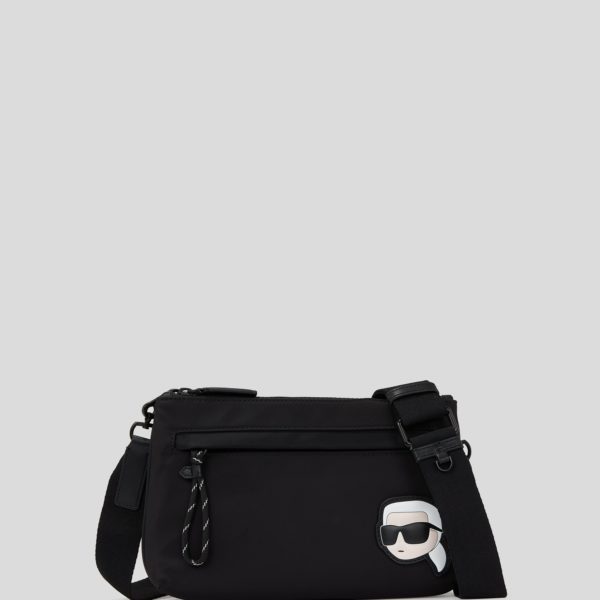 Karl Lagerfeld, Double Pochette Bandoulière Ikon En Nylon, Homme, Noir, Taille: X00