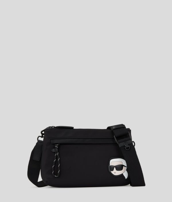 Karl Lagerfeld, Double Pochette Bandoulière Ikon En Nylon, Homme, Noir, Taille: X00