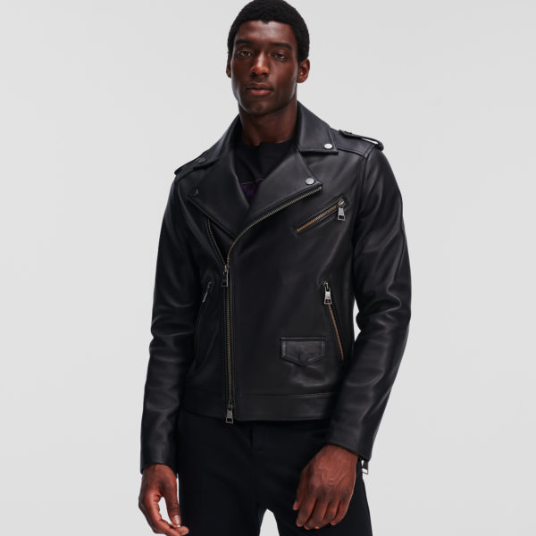 Karl Lagerfeld, Veste De Motard En Cuir, Homme, Noir, Taille: XXXL