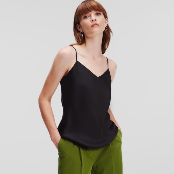Karl Lagerfeld, Caraco En Satin, Femme, Noir, Taille: XXS