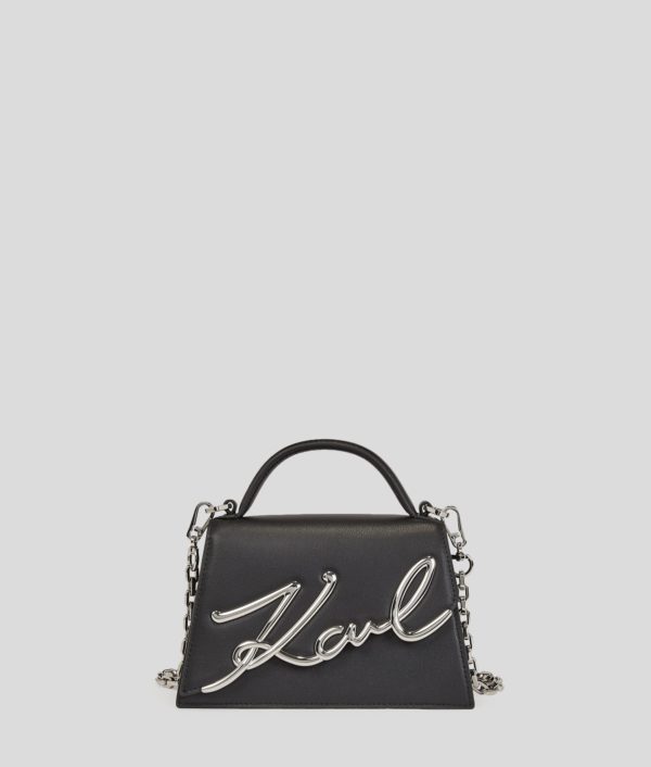 Karl Lagerfeld, Petit Sac Bandoulière K/signature, Femme, Noir/Nickel, Taille: X00
