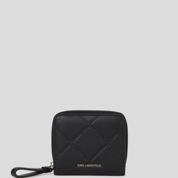 Karl Lagerfeld, Portefeuille Zippé En Relief K/skuare, Femme, Noir, Taille: X00