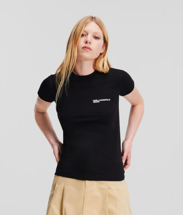 KL Jeans, T-shirt Ajusté Avec Logo Klj, Femme, Noir, Taille: XXXL