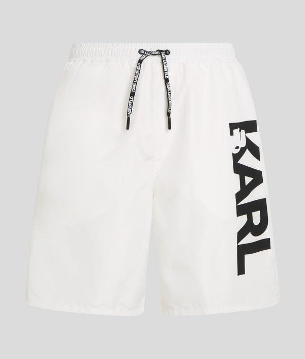 Karl Lagerfeld, Bermuda De Surf Avec Logo Karl, Homme, Blanc, Taille: XXS