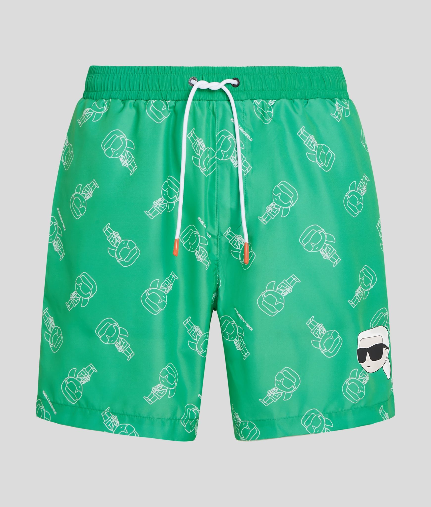 Karl Lagerfeld, Short De Bain Imprimé Ikon Façon All-over, Homme, Imprimé Ikon Contour Menthe, Taille: XXS