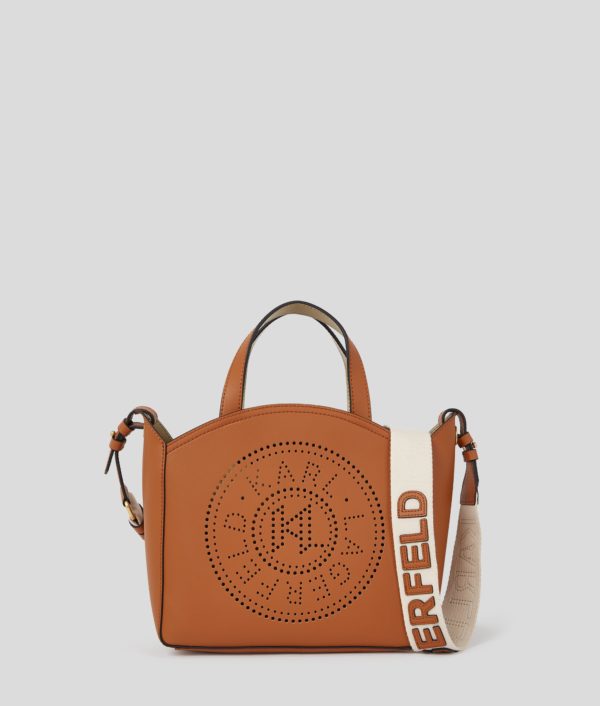 Karl Lagerfeld, Petit Sac Cabas Perforé K/circle, Femme, Brun, Taille: X00