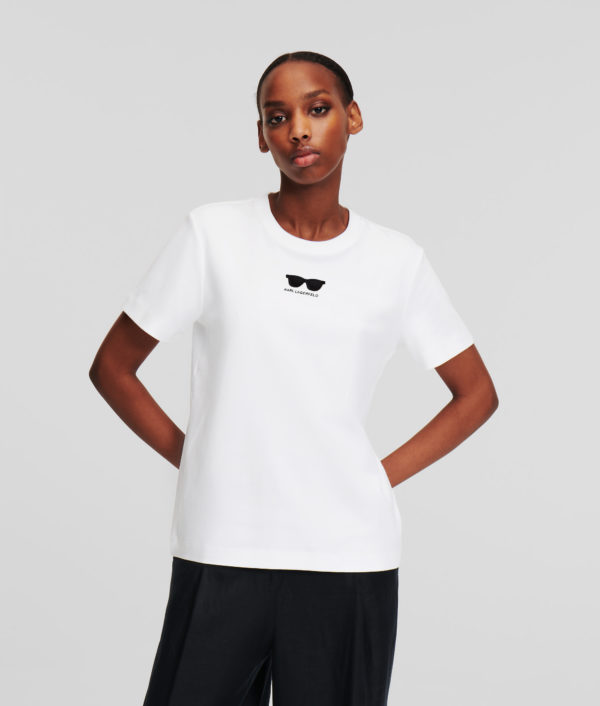Karl Lagerfeld, T-shirt Lunettes De Soleil, Femme, Blanc, Taille: XXXL