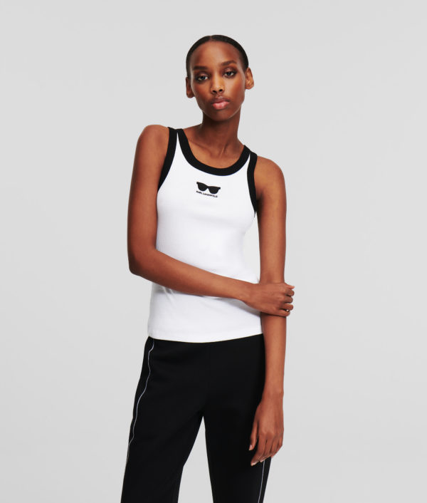 Karl Lagerfeld, Débardeur Lunettes De Soleil, Femme, Blanc, Taille: XXXL