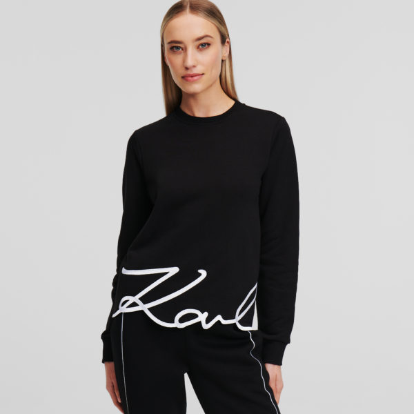 Karl Lagerfeld, Sweat-shirt À Ourlet Karl Signature, Femme, Noir, Taille: XXXL