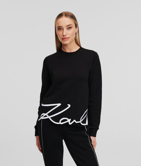 Karl Lagerfeld, Sweat-shirt À Ourlet Karl Signature, Femme, Noir, Taille: XXXL