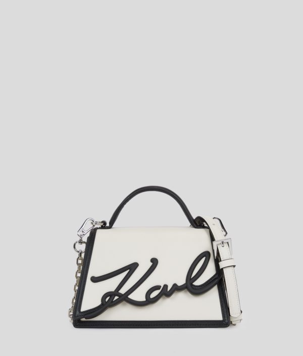 Karl Lagerfeld, Petit Sac Bandoulière K/signature, Femme, Blanc/Noir, Taille: X00
