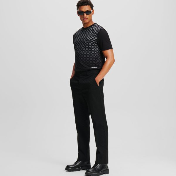Karl Lagerfeld, Pantalon Ajusté Kl Monogram, Homme, Monogram noir, Taille: X56