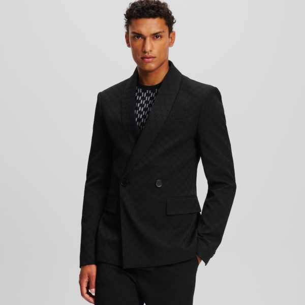 Karl Lagerfeld, Blazer À Double Boutonnage Kl Monogram, Homme, Monogram noir, Taille: X56