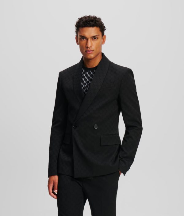 Karl Lagerfeld, Blazer À Double Boutonnage Kl Monogram, Homme, Monogram noir, Taille: X56