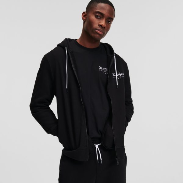Karl Lagerfeld, Sweat À Capuche Loungewear À Fermeture Zippée Hotel Karl, Homme, Noir, Taille: XXXL