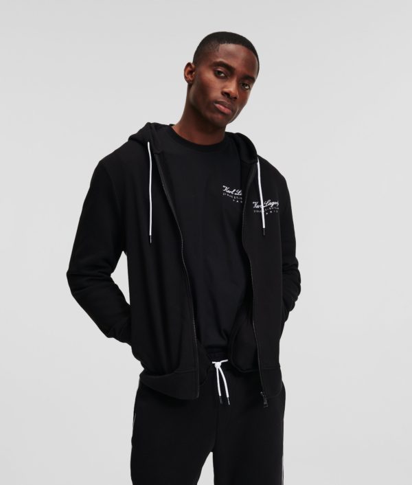 Karl Lagerfeld, Sweat À Capuche Loungewear À Fermeture Zippée Hotel Karl, Homme, Noir, Taille: XXXL