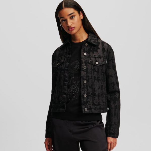 Karl Lagerfeld, Veste En Jean Karl Kameo, Femme, Denim caméo noir, Taille: XXS