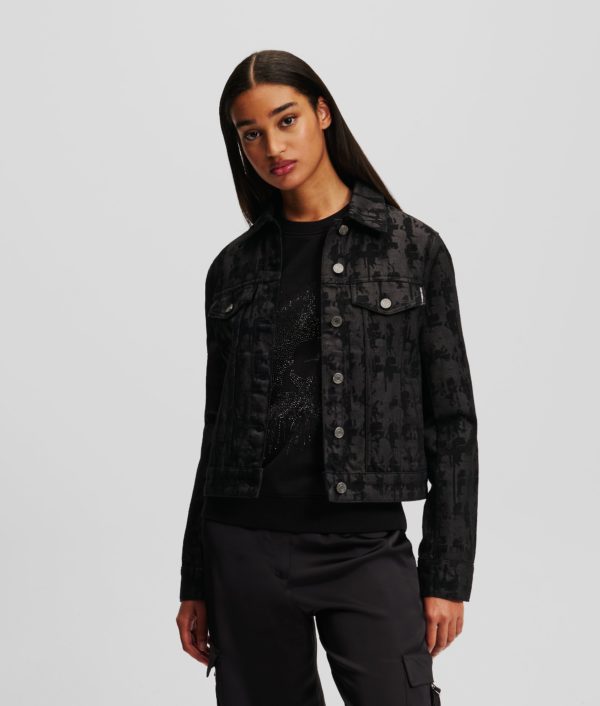 Karl Lagerfeld, Veste En Jean Karl Kameo, Femme, Denim caméo noir, Taille: XXS