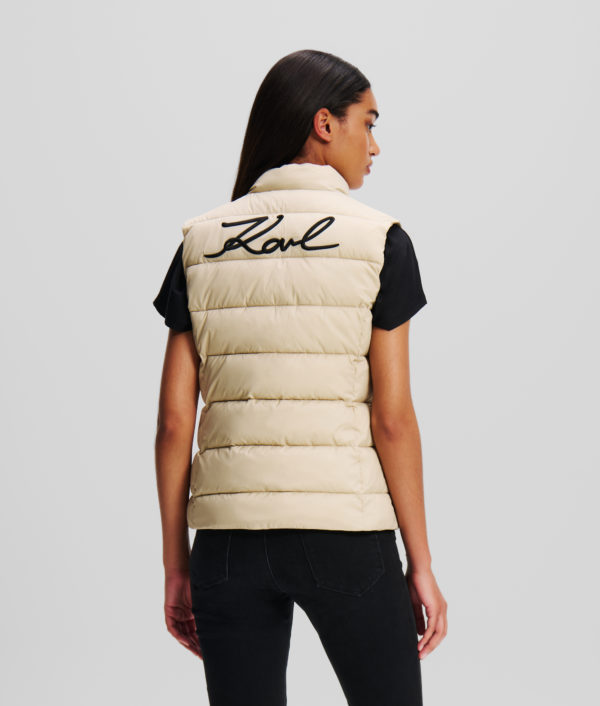 Karl Lagerfeld, Karl Signature Gilet Matelassé Ultra-léger, Femme, Beige clair, Taille: X48