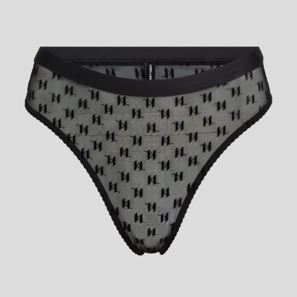 Karl Lagerfeld, Culotte En Mesh Taille Mi-haute Kl Monogram, Femme, Noir, Taille: XXS