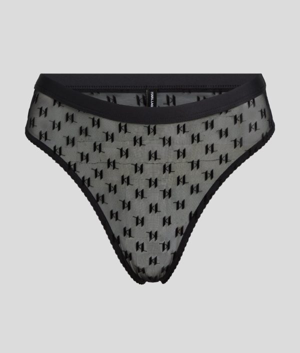 Karl Lagerfeld, Culotte En Mesh Taille Mi-haute Kl Monogram, Femme, Noir, Taille: XXS