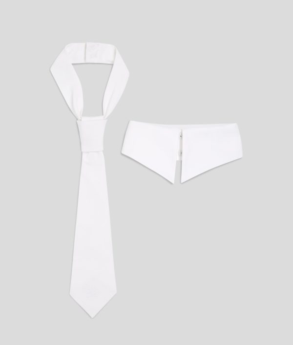 Karl Lagerfeld, Col Et Cravate Karl Studio, Femme, Blanc, Taille: XS_M