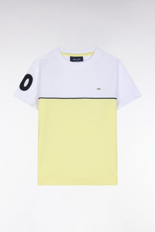 T-shirt Bicolore En Coton Jaune Coupe Droite Eden Park