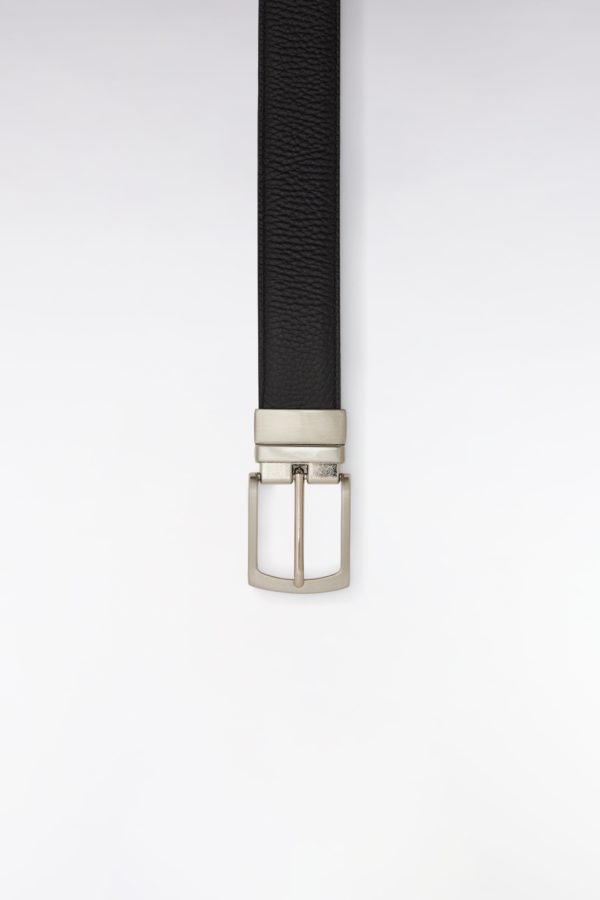 Ceinture En Cuir Lisse Réversible Noir Et Marron Eden Park – Image 2