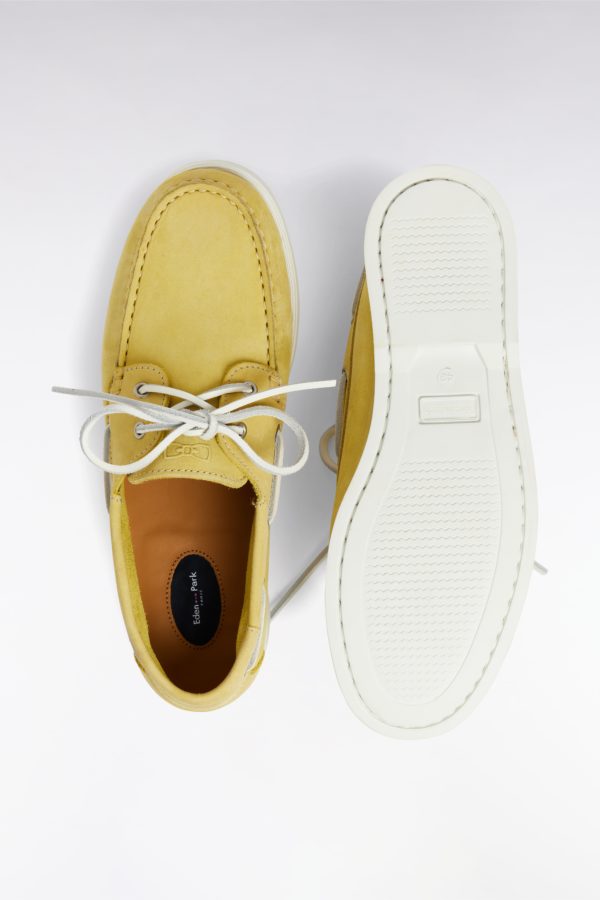 Mocassins Bateau En Cuir Suédé Jaune Eden Park – Image 3