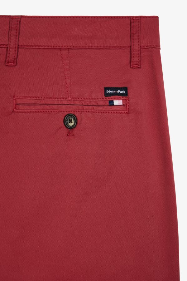 Bermuda Chino En Coton Stretch Rouge Coupe Droite Eden Park – Image 5