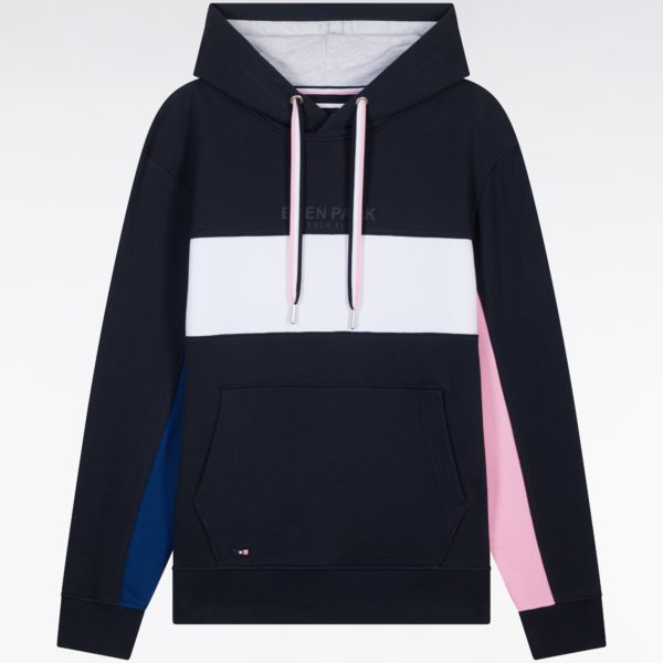 Sweatshirt À Capuche Colorblock En Molleton Coton Marine Coupe Décontractée Eden Park